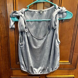 Charlotte Russe Silver Silk Bow Strap Crop Tank Size Large